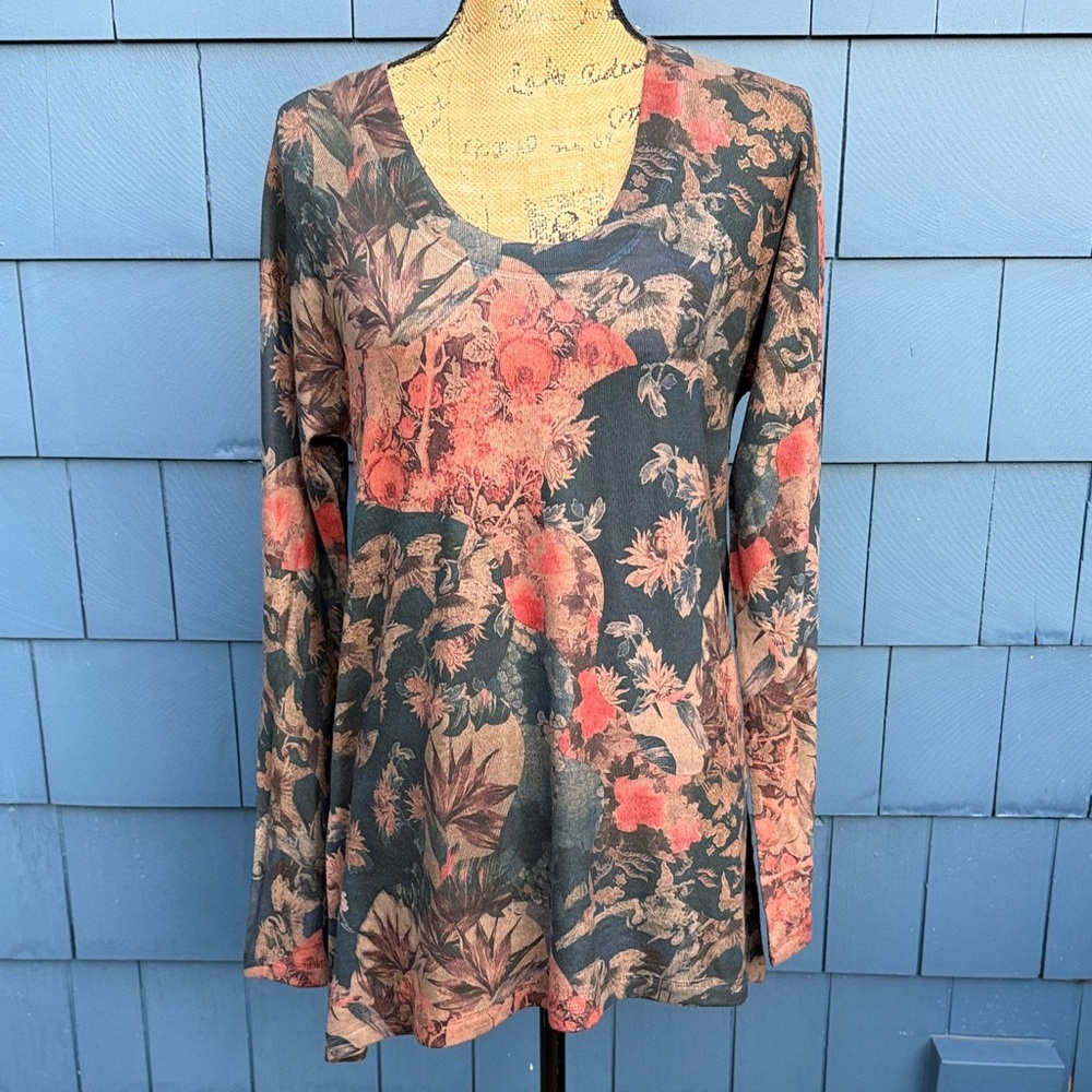 Soft Surroundings Multicolor Floral Long Sleeve Top NWOT